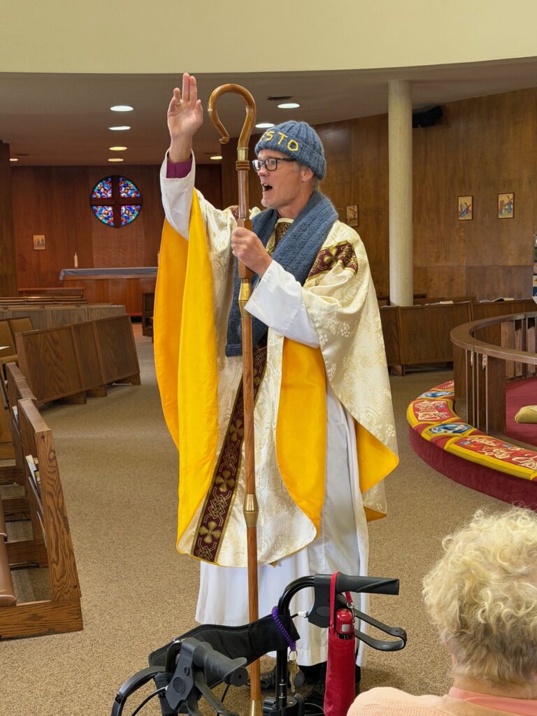 Bishop David with Modesto hat and scarf